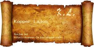 Kopper Lajos névjegykártya
